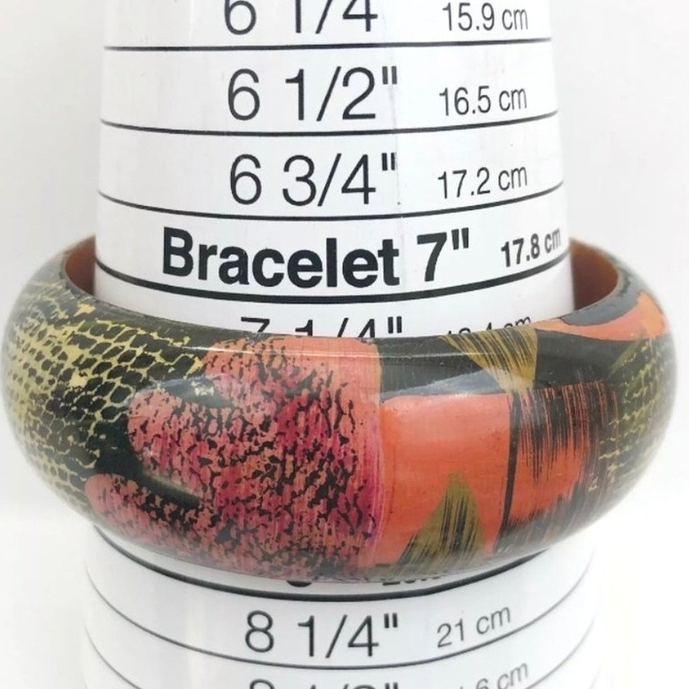 Unbranded Hand Painted Wood Bangle Bracelet Set Women OS Multicolor Boho Stack - Picture 5 of 8